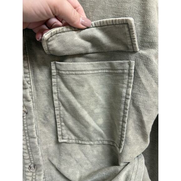 Womens Olive Utility Shacket Jacket Button Front Cotton Blend Size Small - Picture 6 of 6